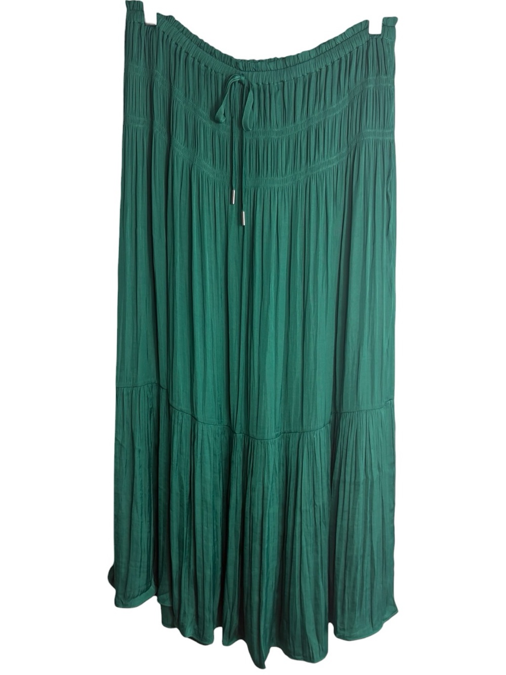 MAISON d'AMELIE Crinkle Pleated Emerald Green Pleated Tiered Skirt Size L—NWT! - Picture 2 of 8